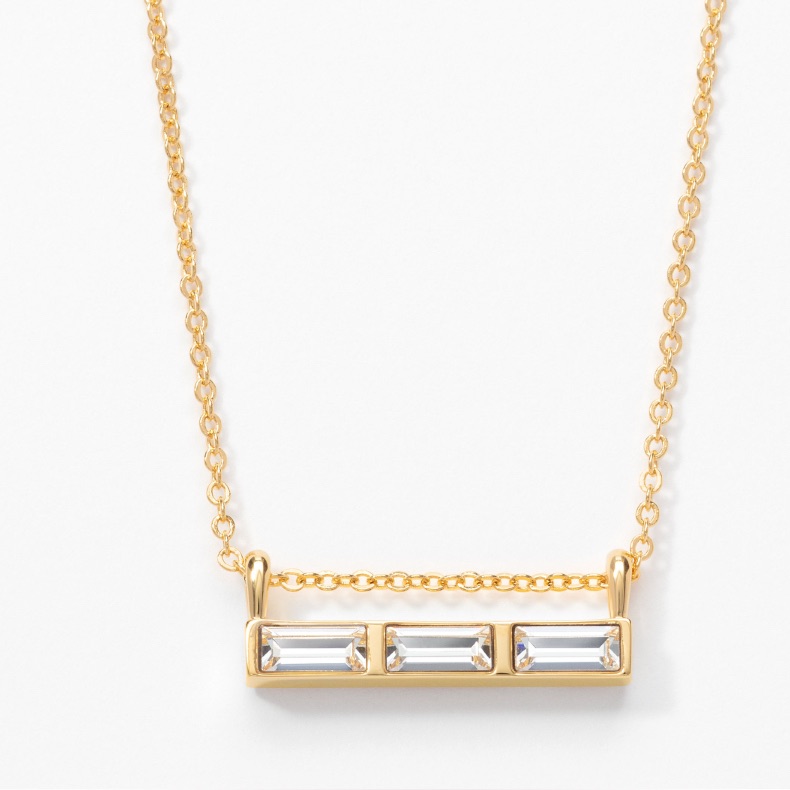 Touchstone Crystal By Swarovski Underline Necklace Gold Plated White Crystals